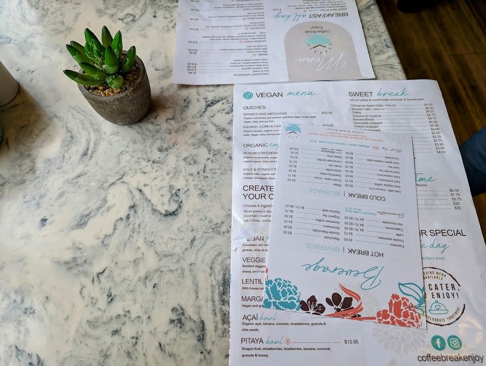 Simple menu layout for snacks and drinks.